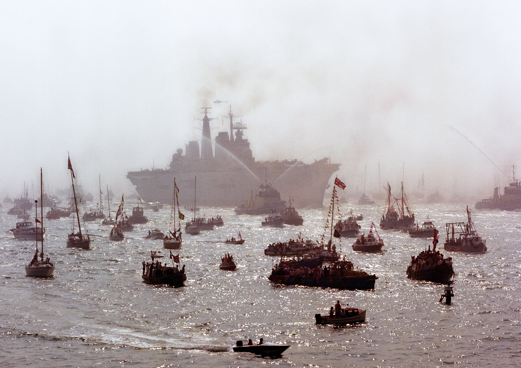 HMS Invincible returns from Falklands