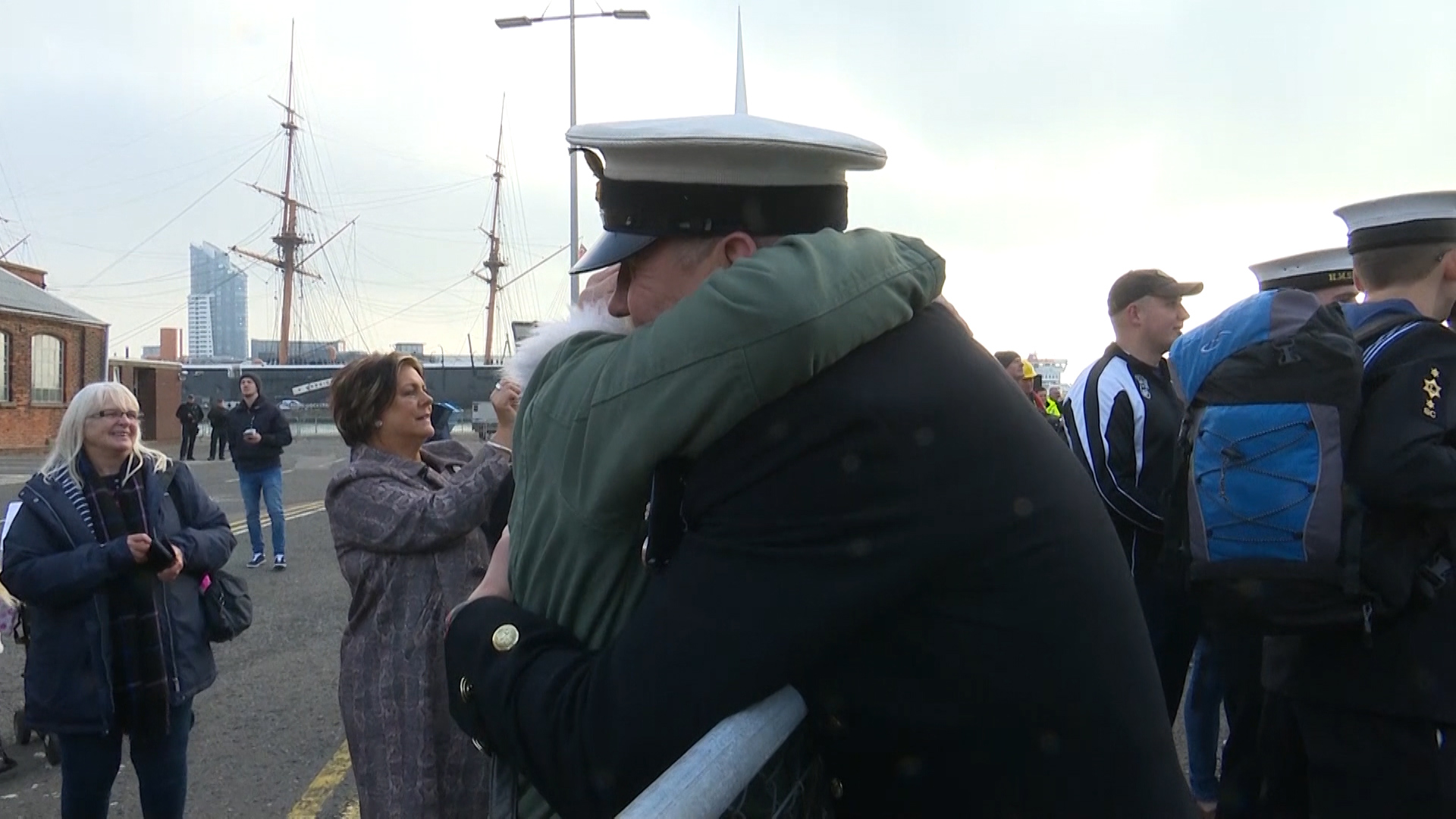 Sailors reunited with their loved ones. 