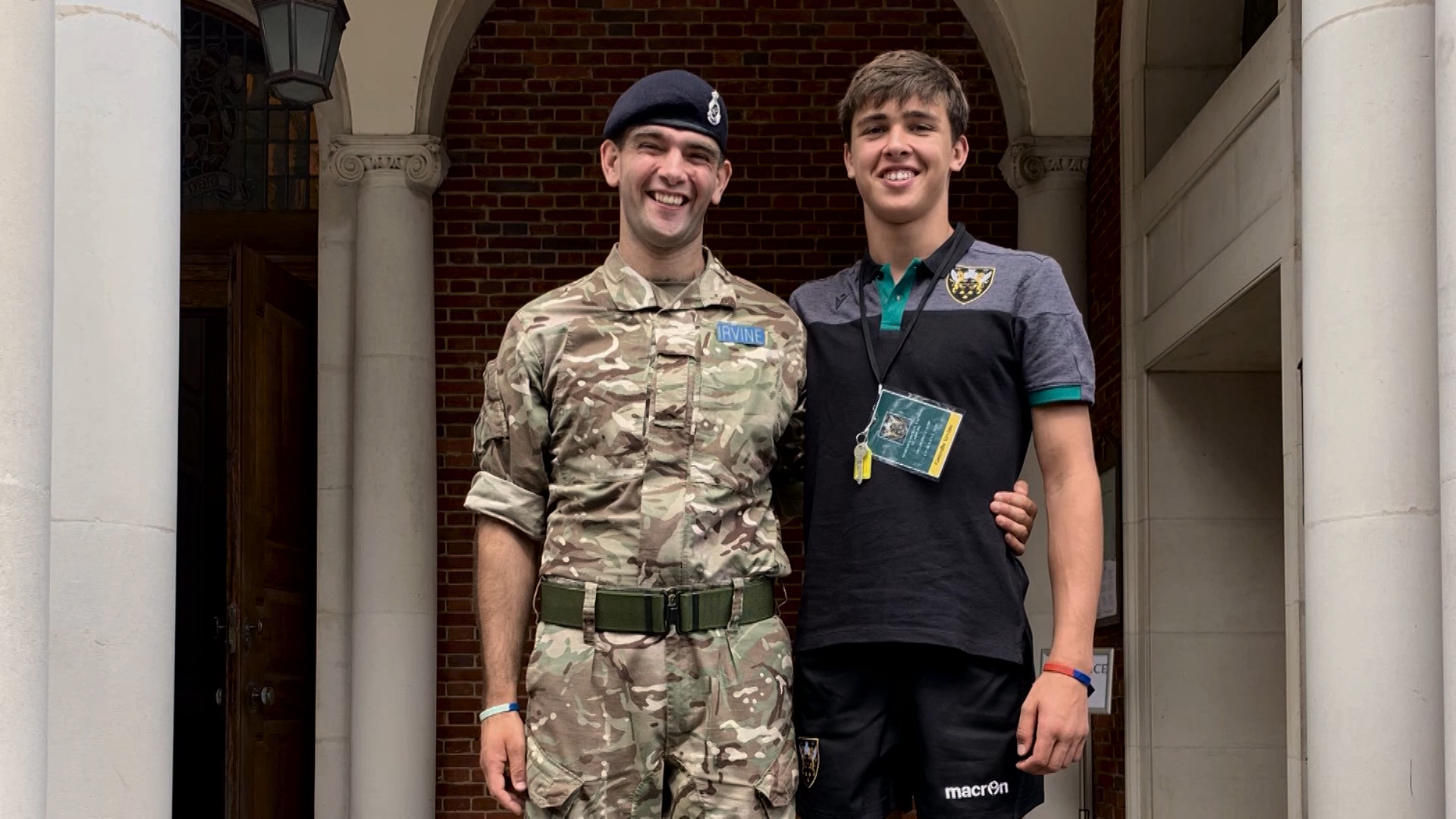 Irvine with his brother at Sandhurst (Picture: Saints Rugby Academy/Twitter).