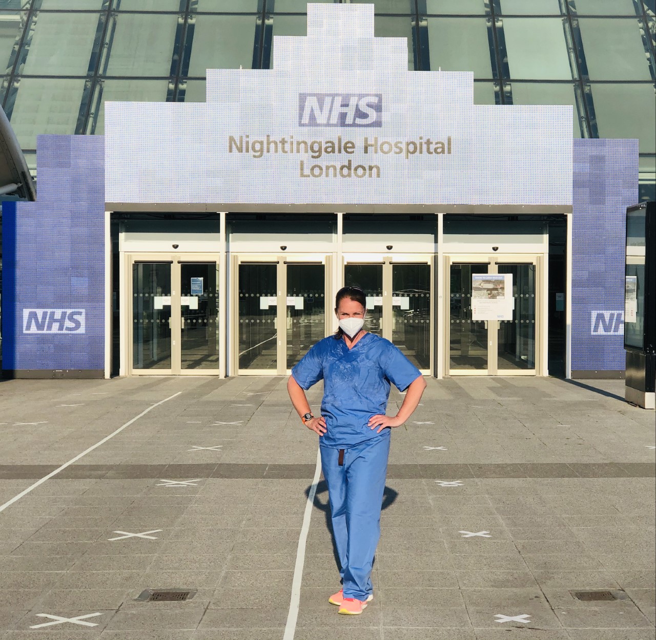 Sally is a former Army physiotherapist who volunteered to be part of the effort working at the NHS Nightingale Hospital at ExCel London.