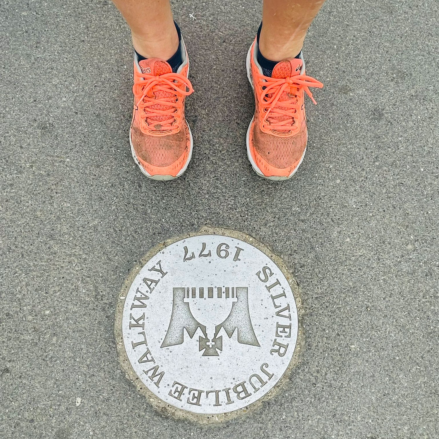 Maj (Retd) Sally Orange orange trainers HM The Queen's Platinum Jubilee fundraising challenge CREDIT Maj (Retd) Sally Orange