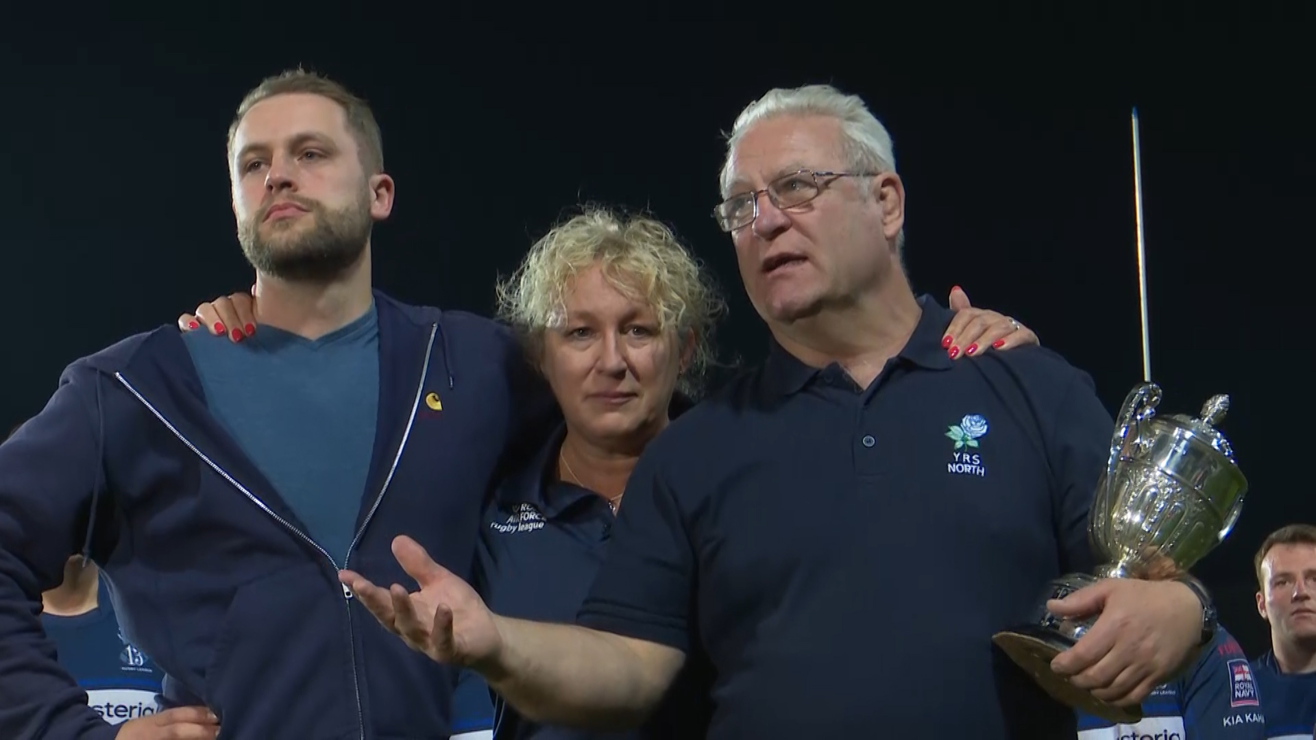 Scott Stevenson's family on pitch 230919 CREDIT BFBS.jpg