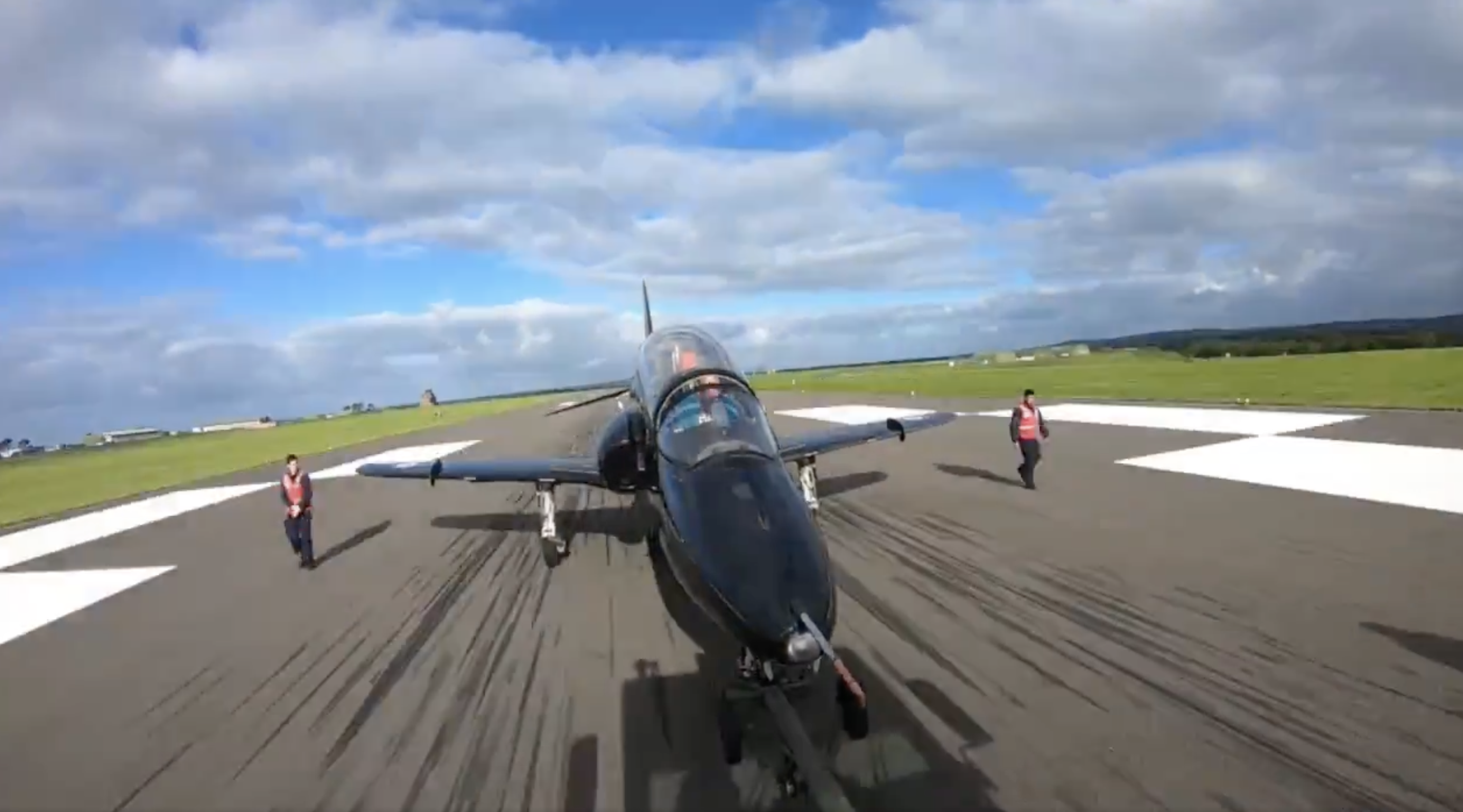 Hawk jet moves on tarmac 