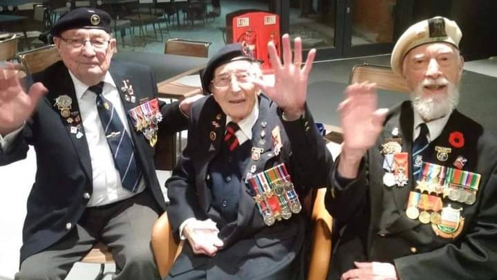 Second World War veterans pictured 4 years ago at Dday story museum, L-R Fred Lee, Percy Lewis and Lewis Trinder 31072022 CREDIT Normandy Post.jpg