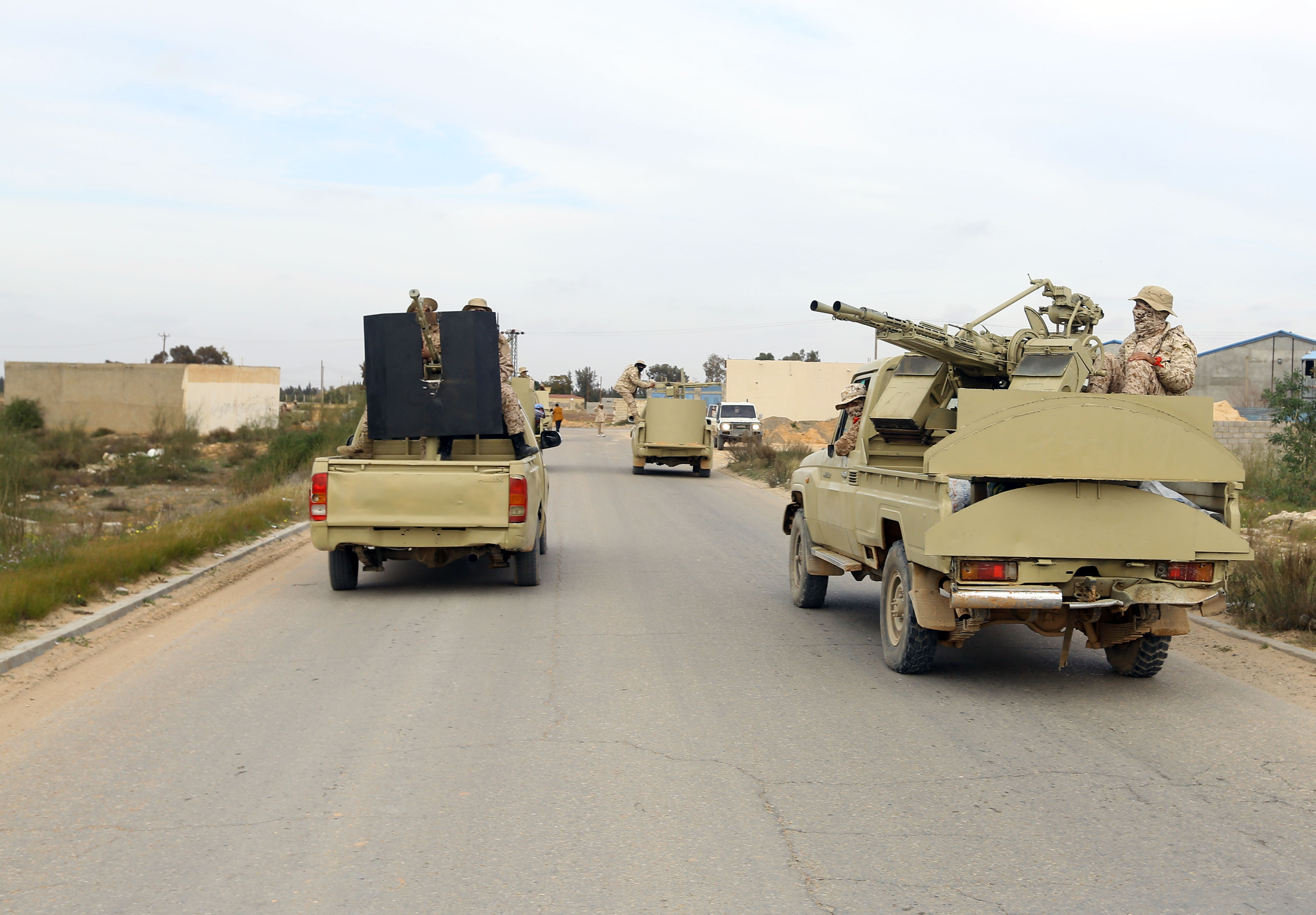 Security forces patrol south of the contested Libyan capital, Tripoli, in November 2019 (Picture: PA).