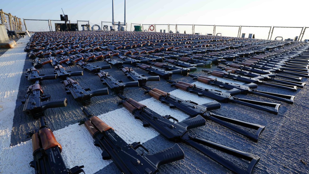 The seized AKs and other weapons were enough to equip an entire brigade (Picture US Central Command)