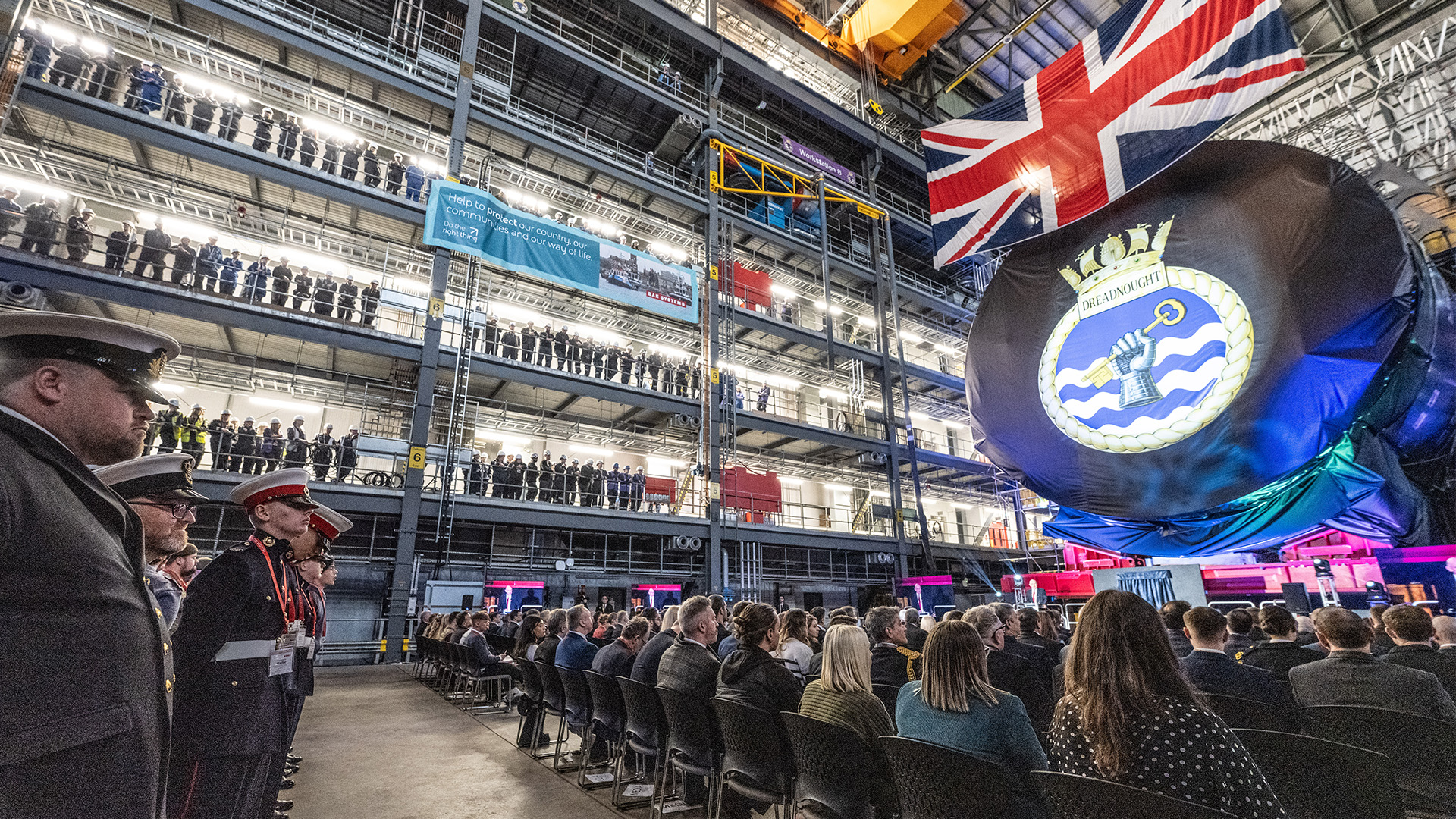 A large crowd gathered to witness the keel laying ceremony of HMS Dreadnought