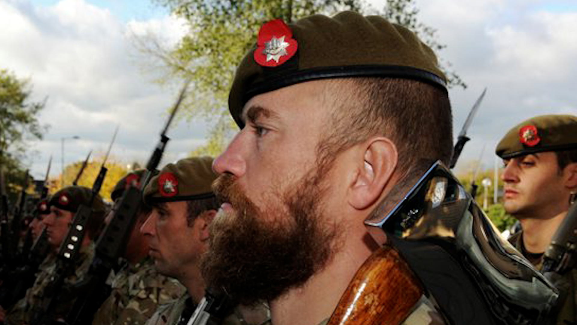 Sergeant Dan Ling of 1 Royal Anglian sporting traditional beard and axe of Assault Pioneer 081112 CREDIT MOD