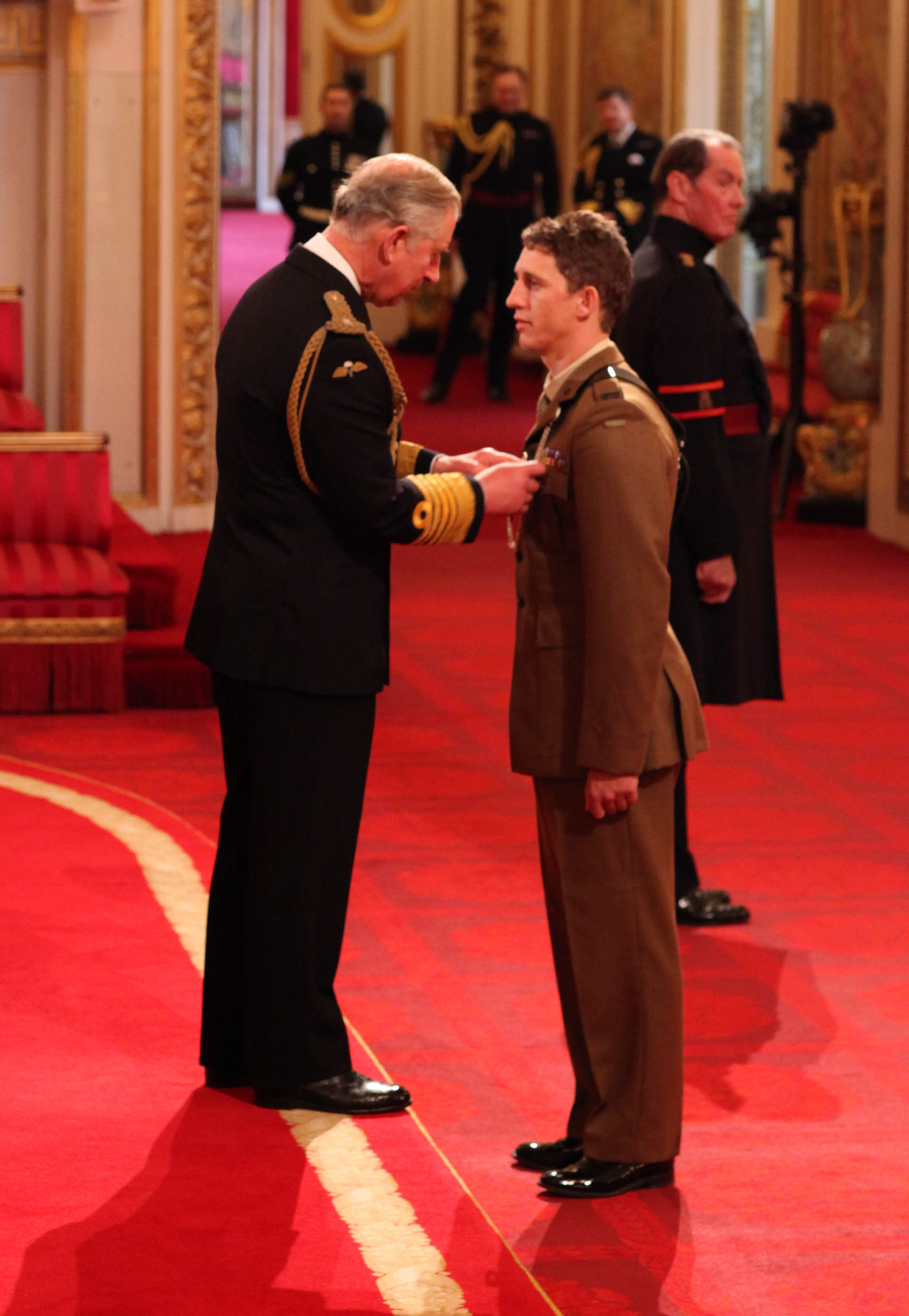 Serjeant Deacon Cutterham, The Rifles, decorated with The Conspicuous Gallantry Cross by the Prince Charles for services in Afghanistan