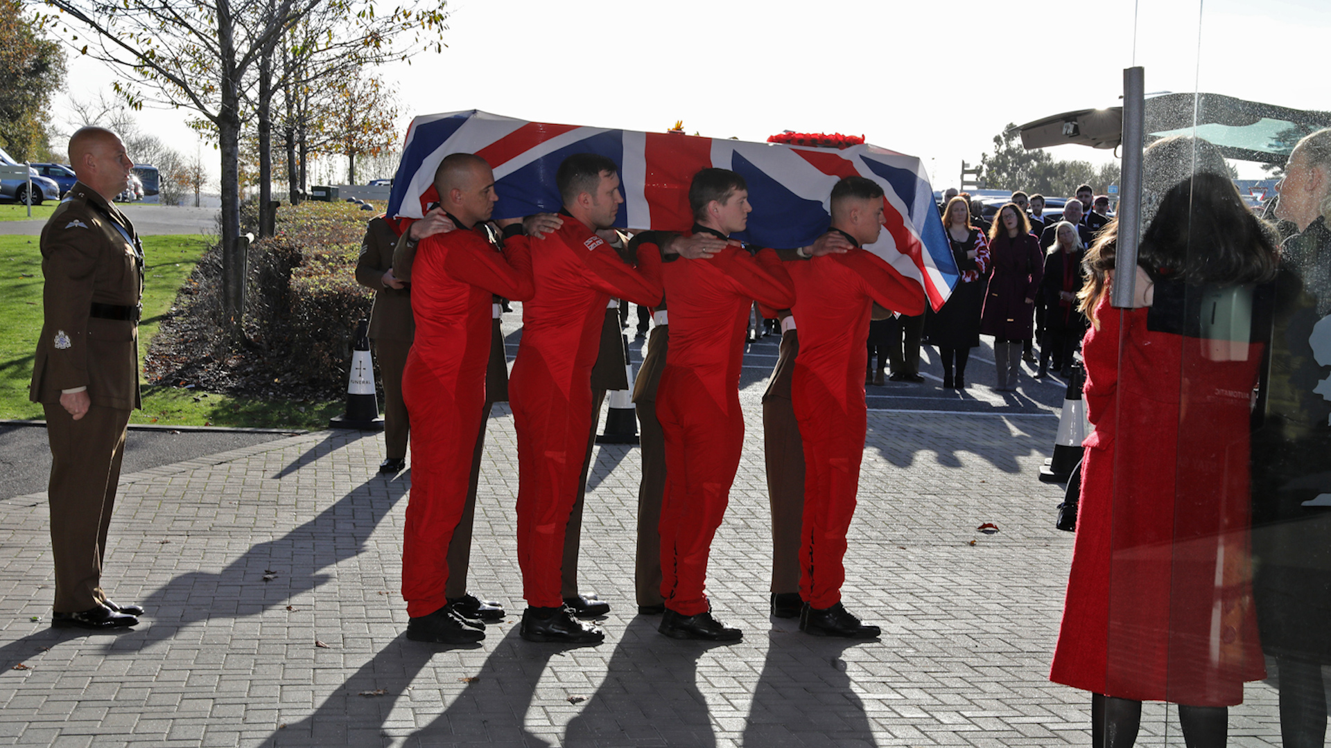 Members of the Red Devils carry Sgt Walton's coffin at his funeral (Picture: The Parachute Regiment)