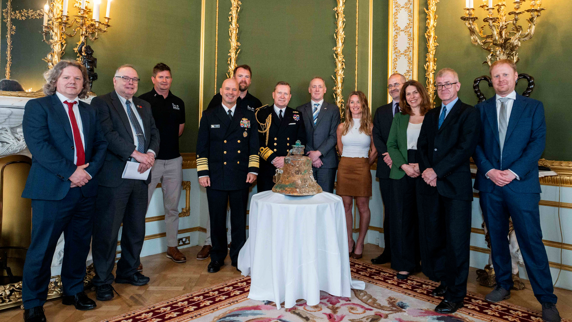 Ship's bell handover ceremony at Lancaster House.jpg