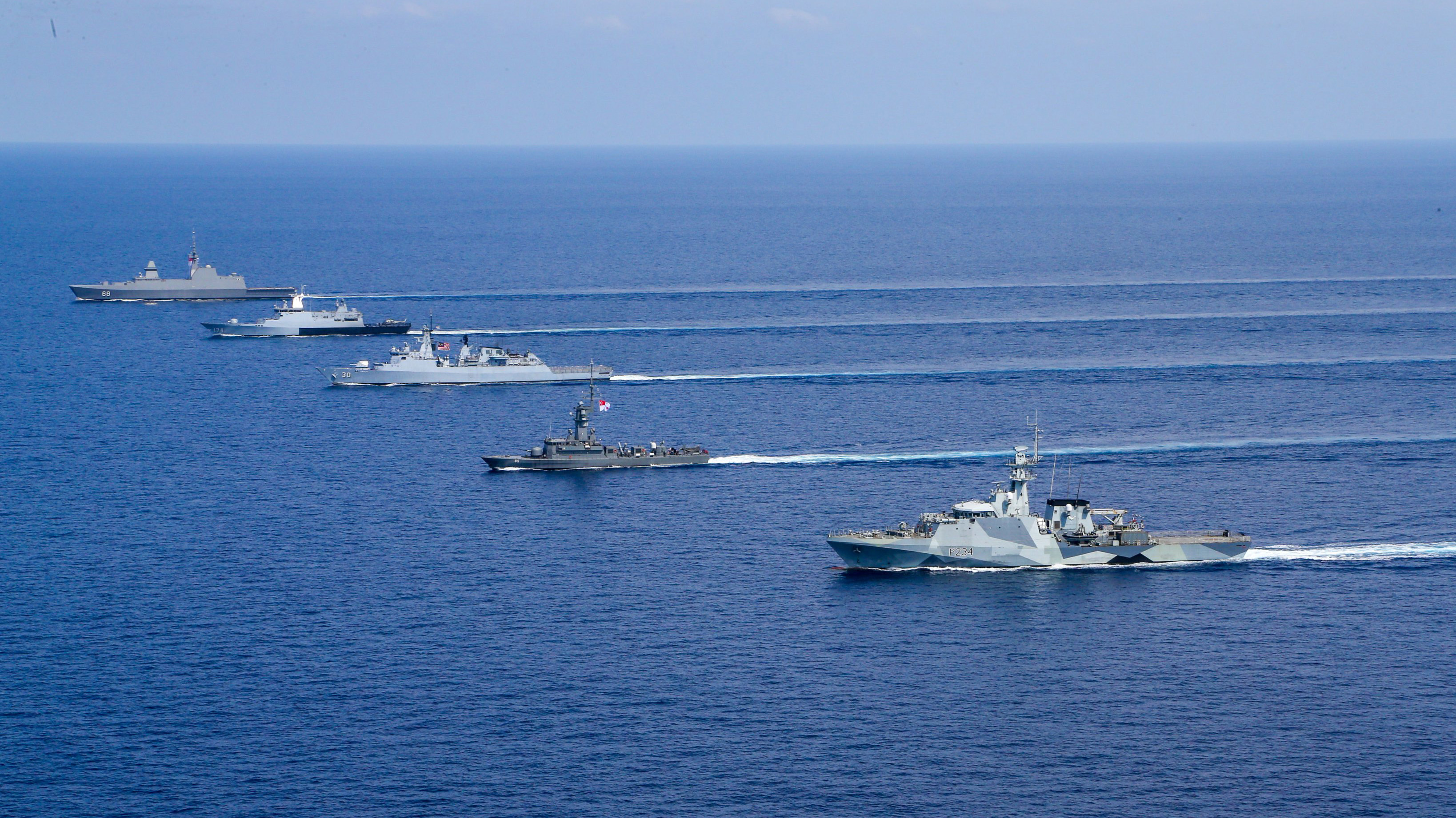 Ships in echelon at Bersama Lima