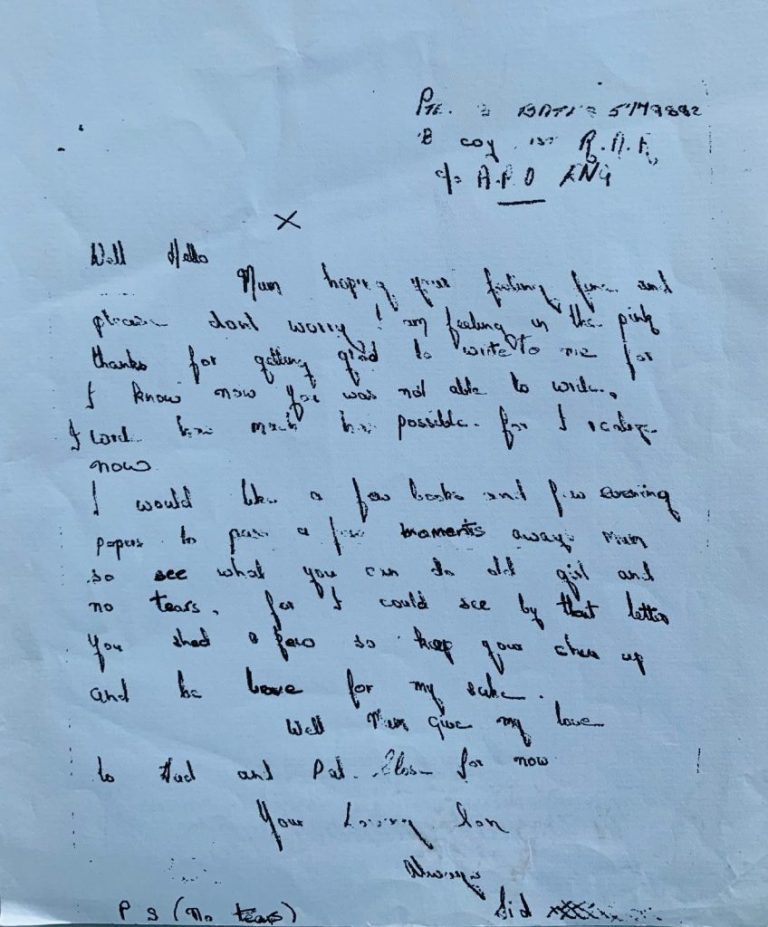 Sidney Bates last letter home
