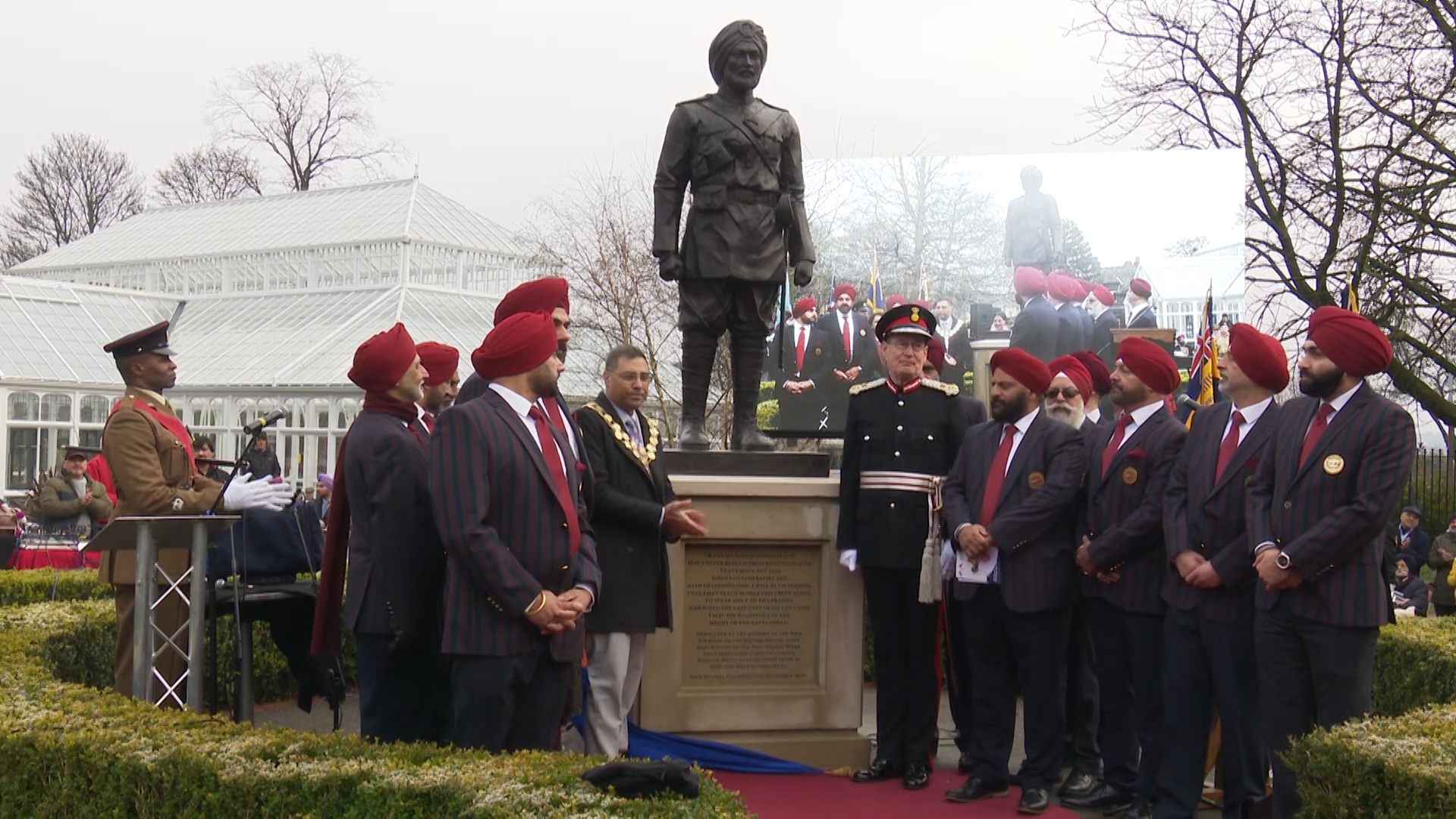 The bronze statue arrived from Mumbai, India, and sits on a Yorkshire stone plinth.