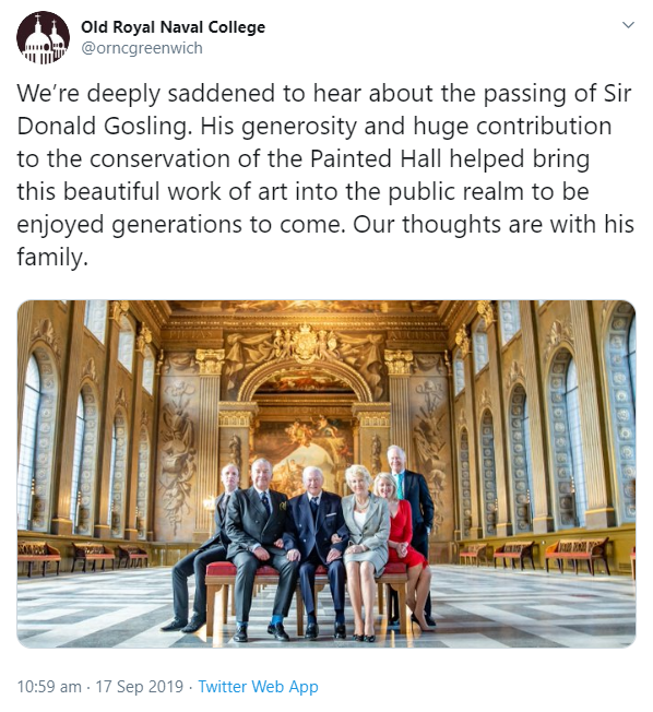 Sir Donald Gosling tweet