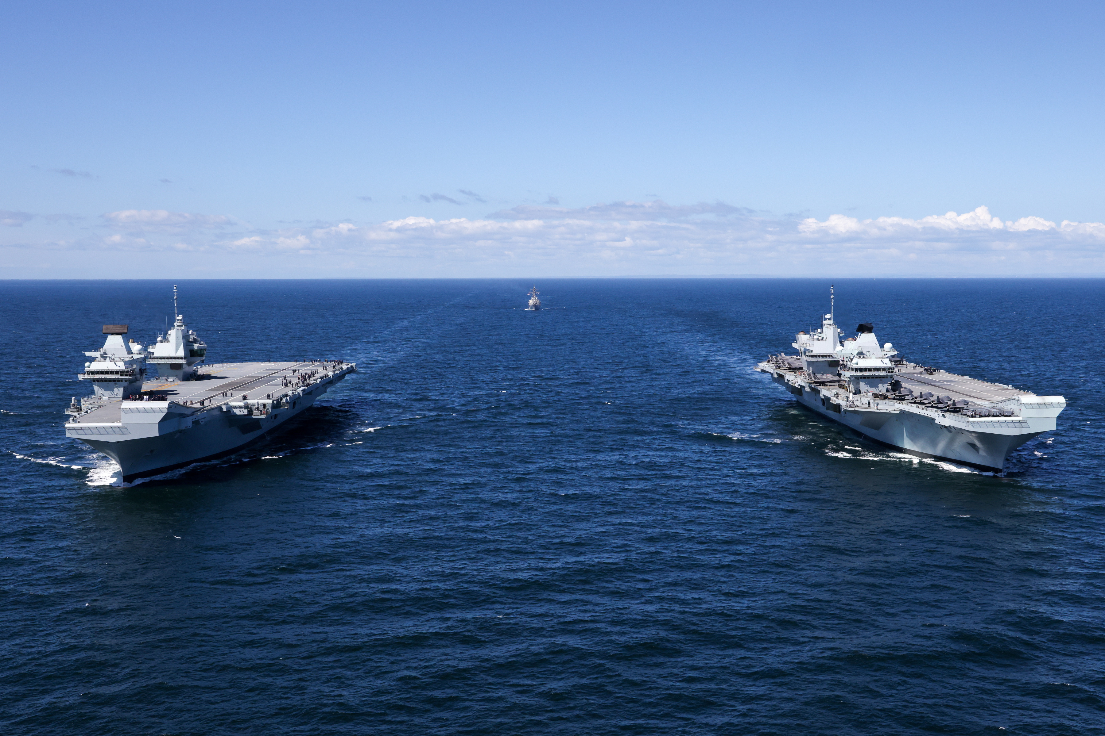 HMS Prince of Wales and HMS Queen Elizabeth recently met at sea for the first time 