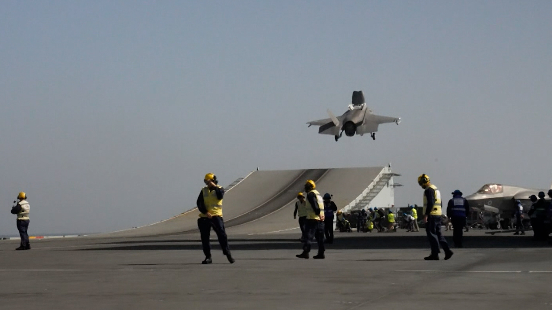 Ski jump launch of of HMS Queen Elizabeth 17112023 CREDIT BFBS