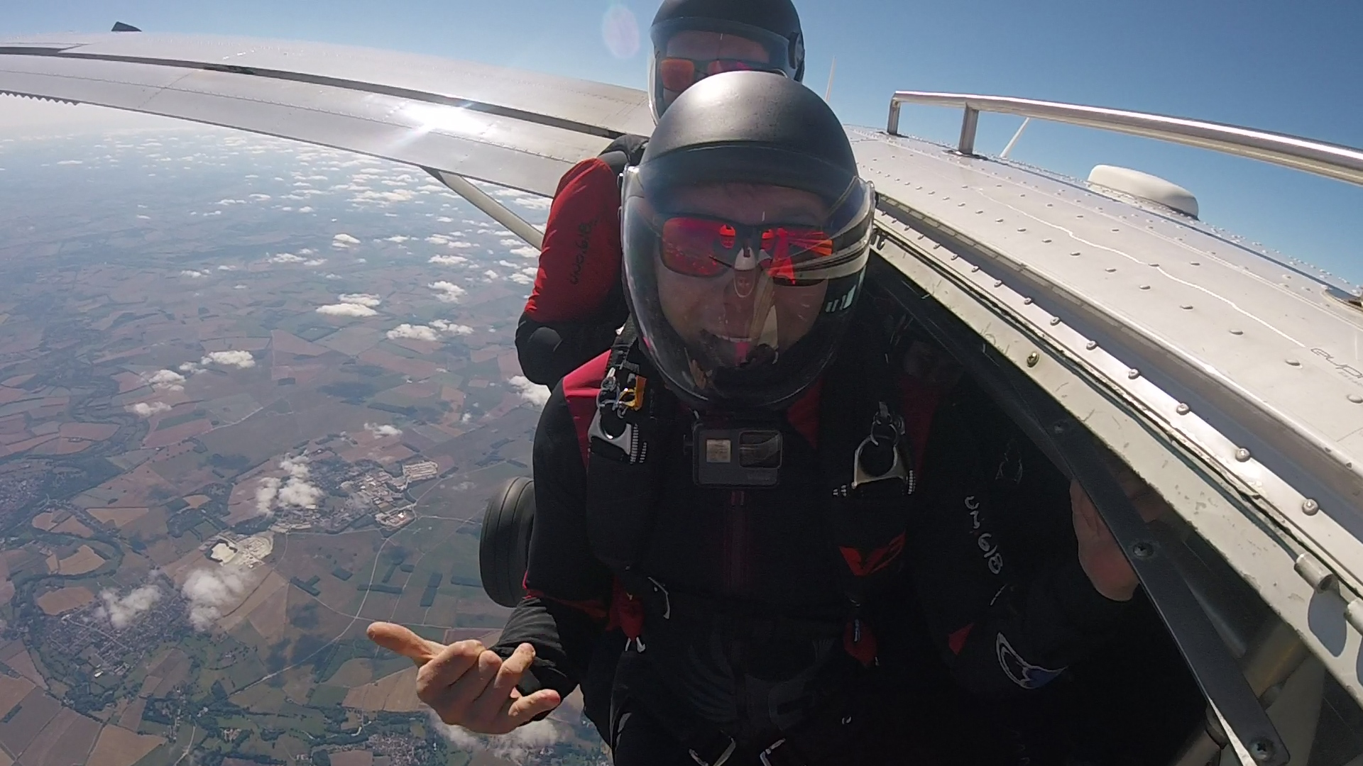 UK Armed Forces Skydivers exit a plane