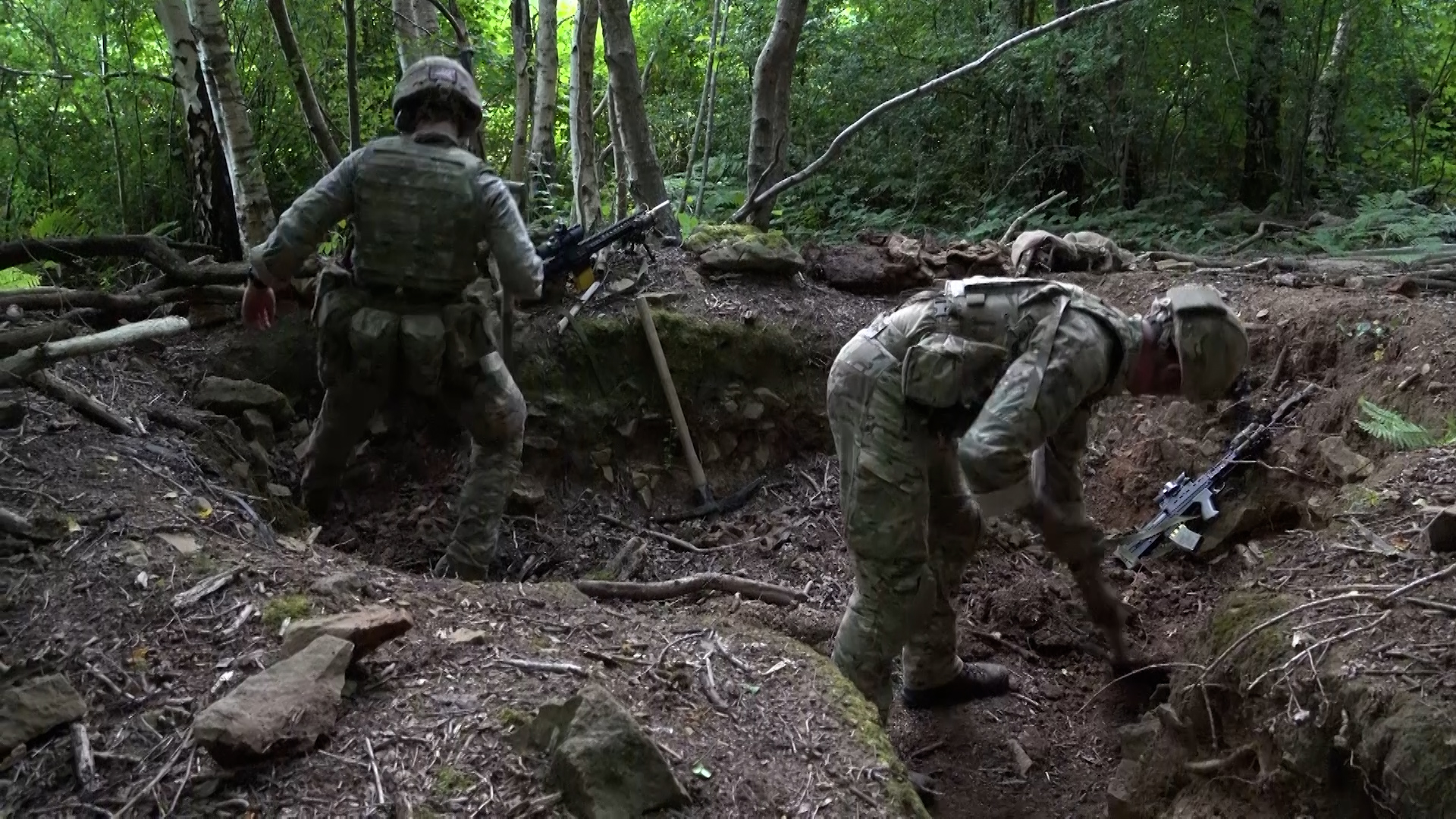 Sniper trainees dig in to create a rural OP that will hopefully go unnoticed by the enemy