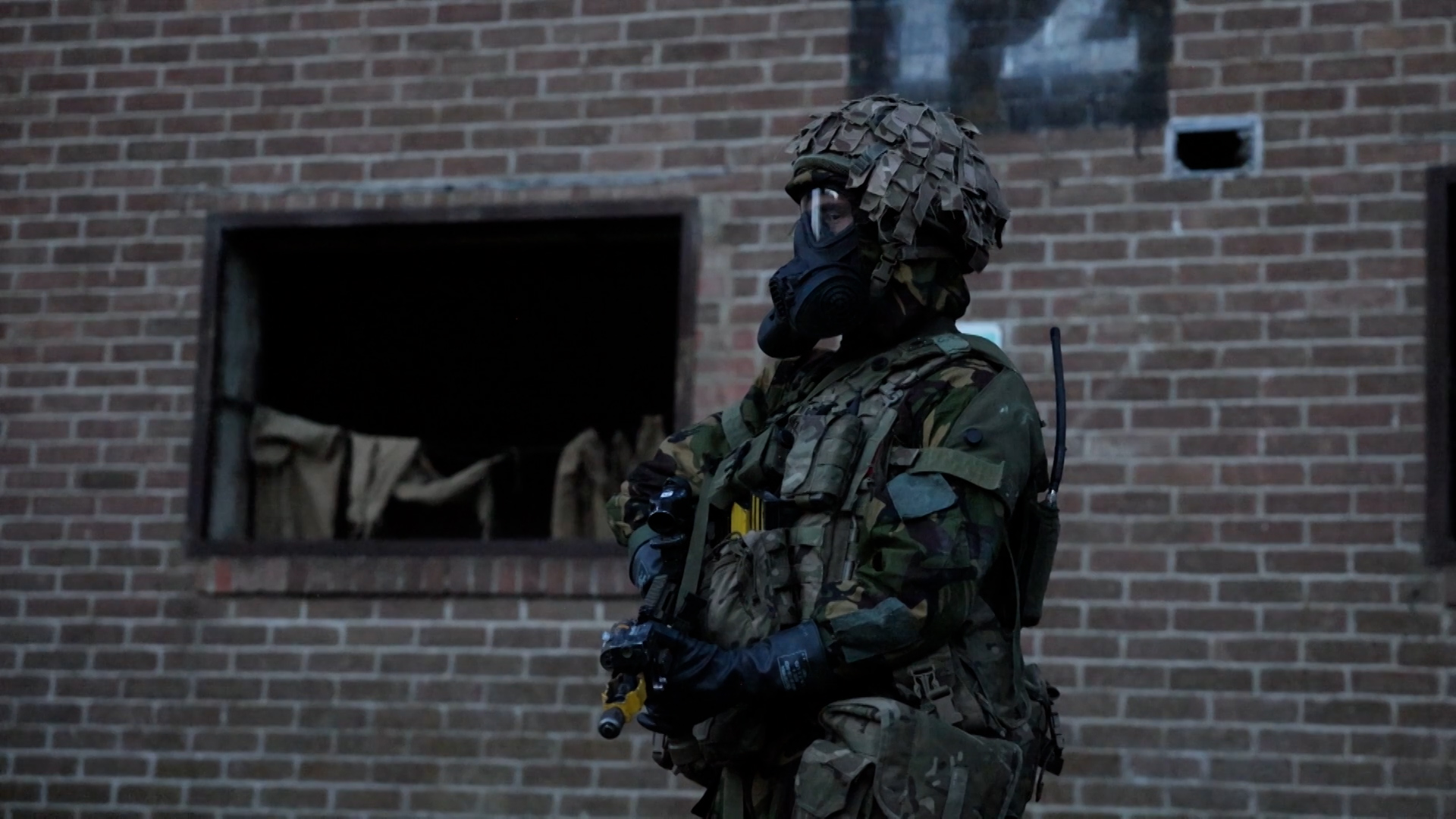 The CRTC team ensured CBRN training formed part of the exercise - it's hot and uncomfortable, but an essential thing to practise
