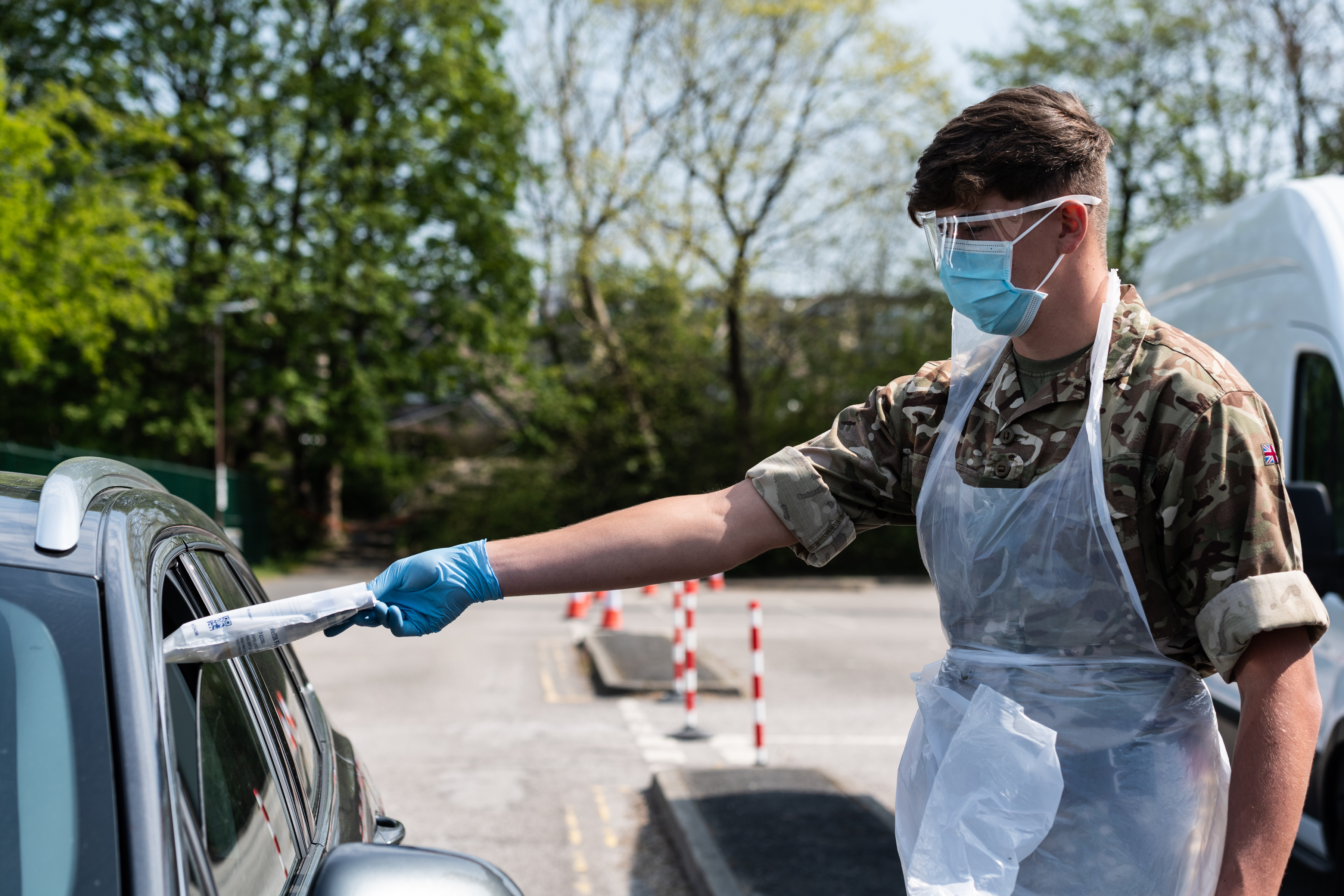 Cover image: A soldier at a Mobile Testing Unit in Kendal (Picture: MOD).
