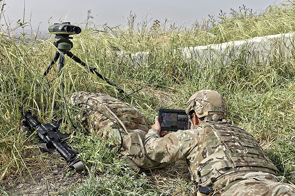 Soldier using Elbit Dismounted Joint Fires Integrator (DJFI)
