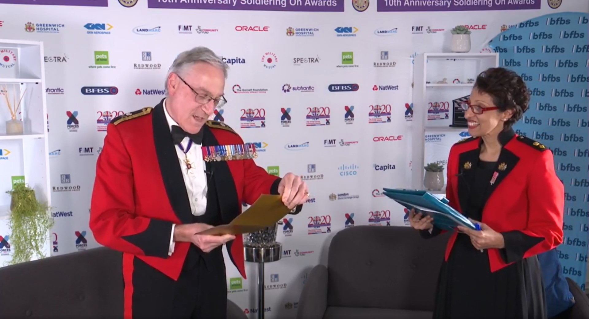 Soldiering On Awards. Lifetime Achievement award winners The Not Forgotten announced by Patron, General Richard Nugee 221020 CREDIT SoldieringOnAwards Facebook