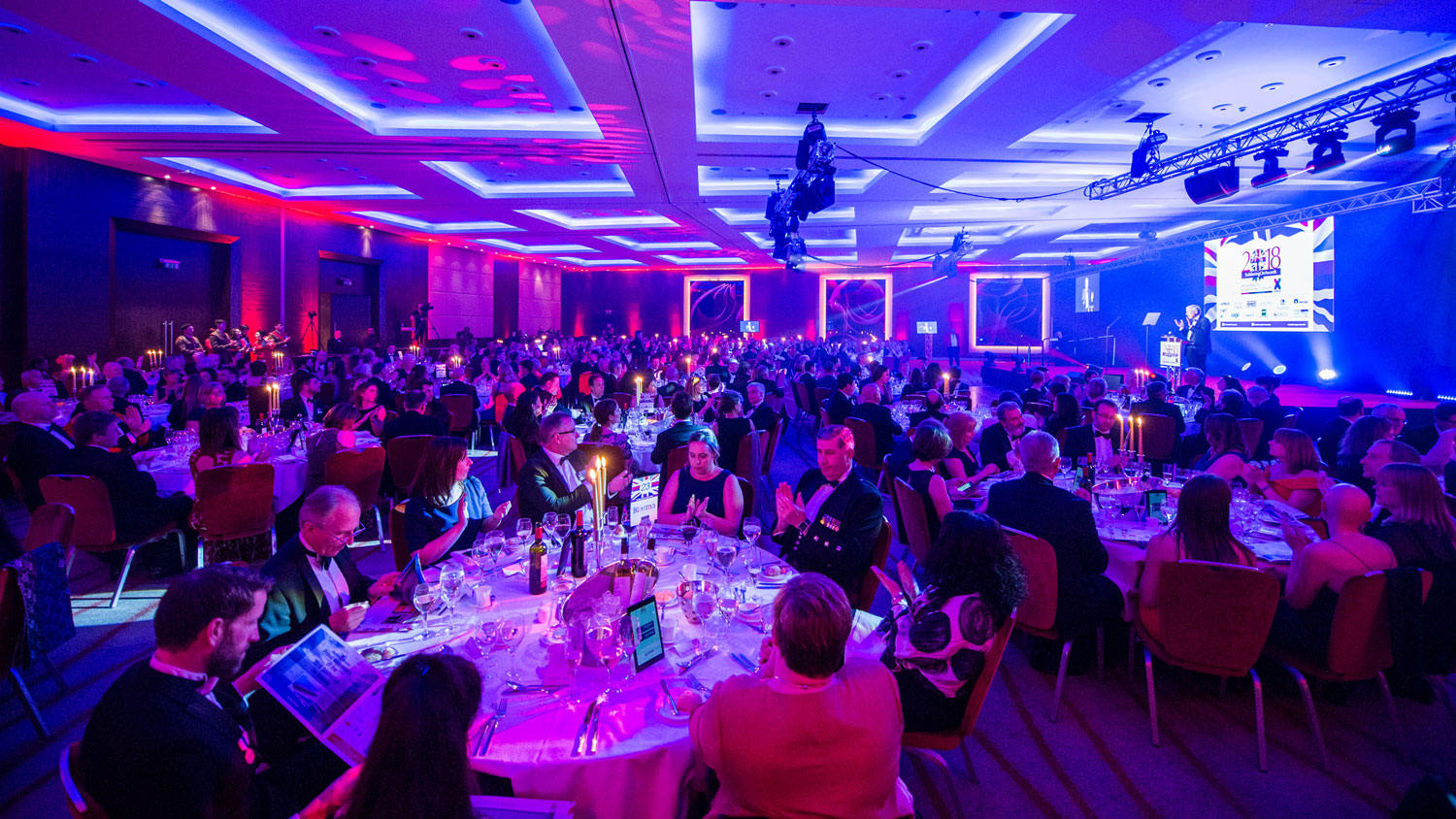 Soldiering On Awards 2018 Black Tie Event Clapping Pink Purple Credit: Schmooly