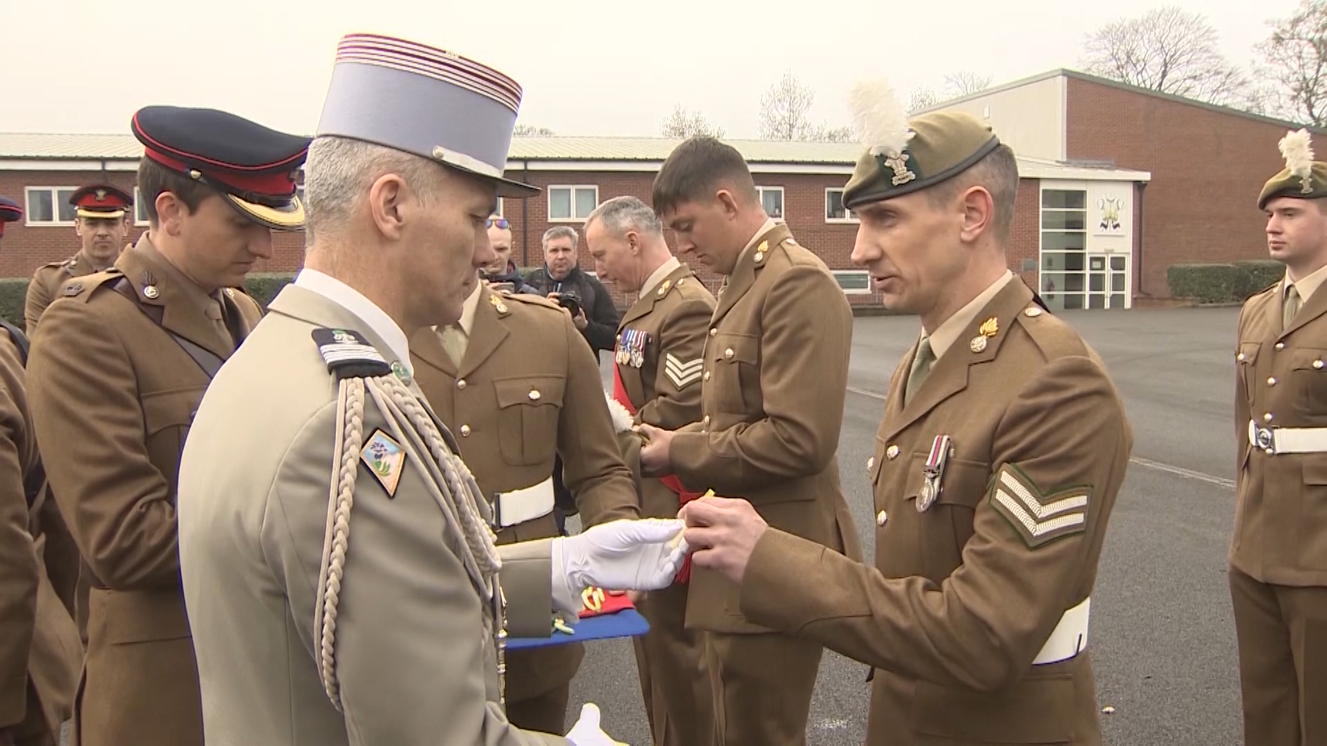 Soldiers are handed leeks at the event 010319 CREDIT BFBS