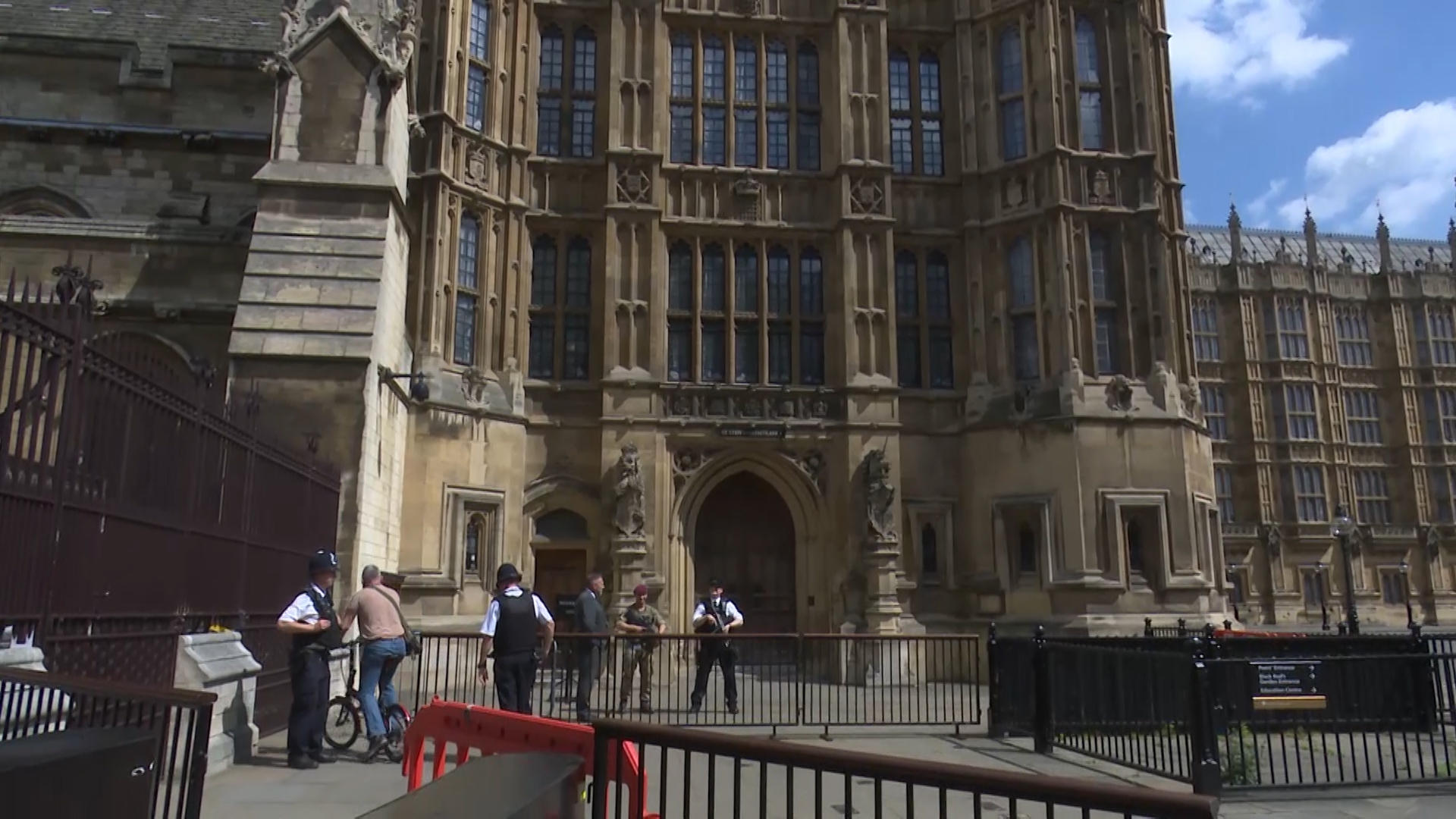 Police and troops guarding Parliament
