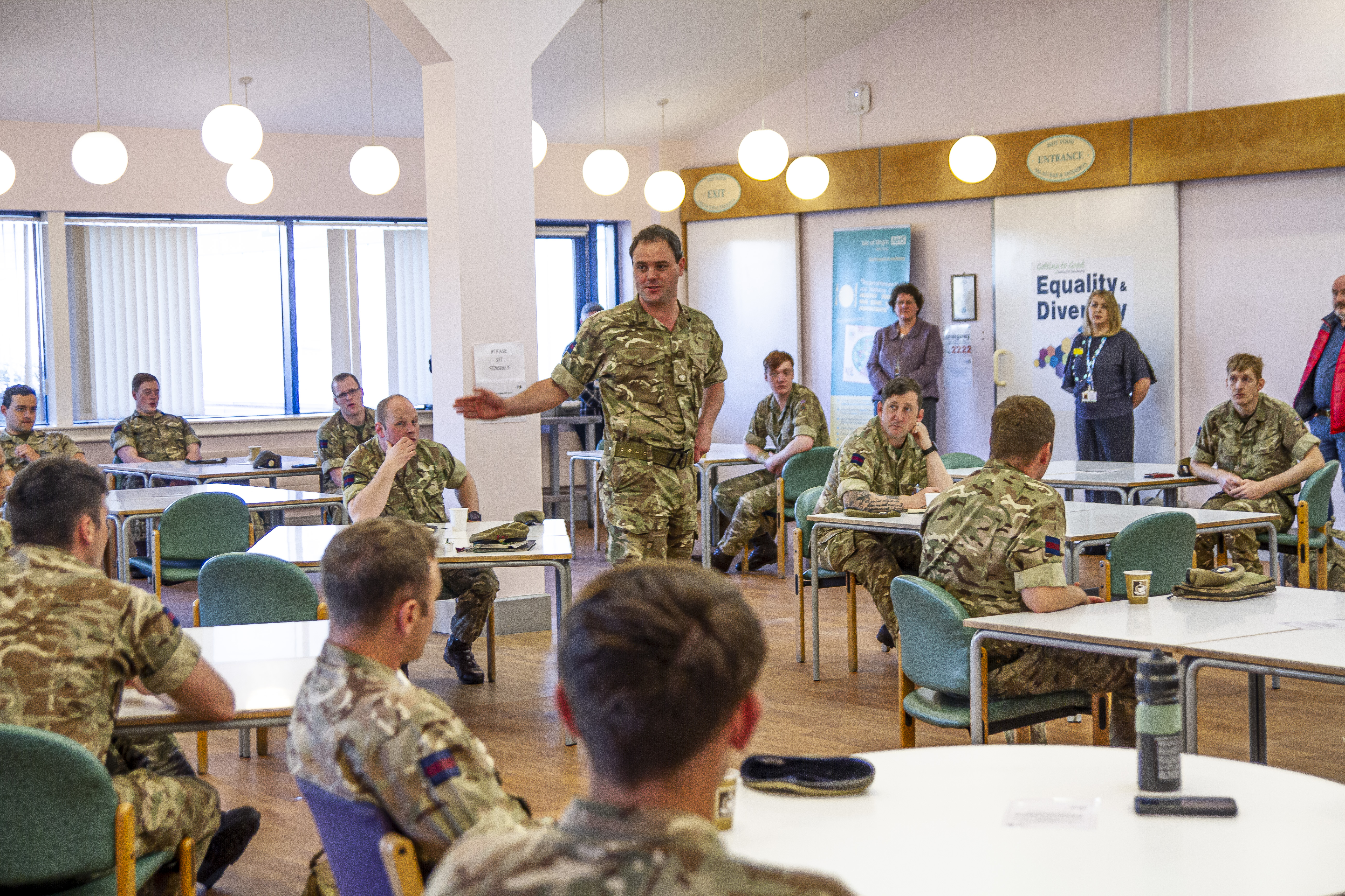 Soldiers bring briefed at Isle of Wight's St Mary's Hospital (Picture: Isle of Wight Council).