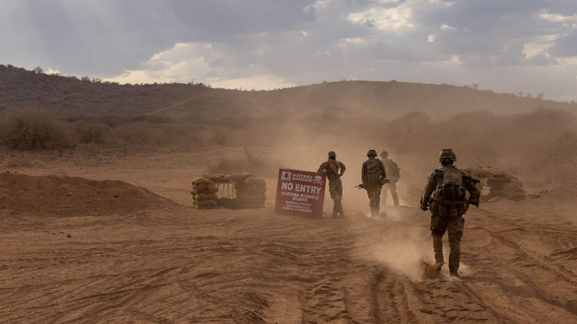 Soldiers from 2 Rifles mortar platoon firing mortars Exercise Askari Storm, Kenya 22102021 CREDIT MOD