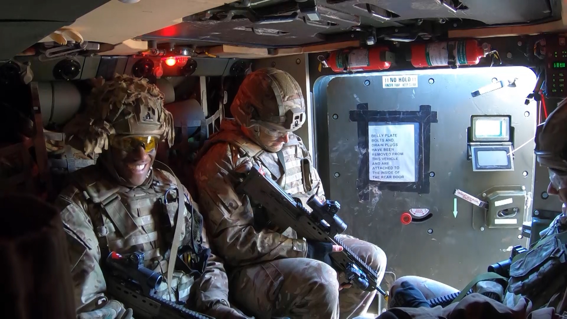 Soldiers from Alma Company in a Warrior vehicle.
