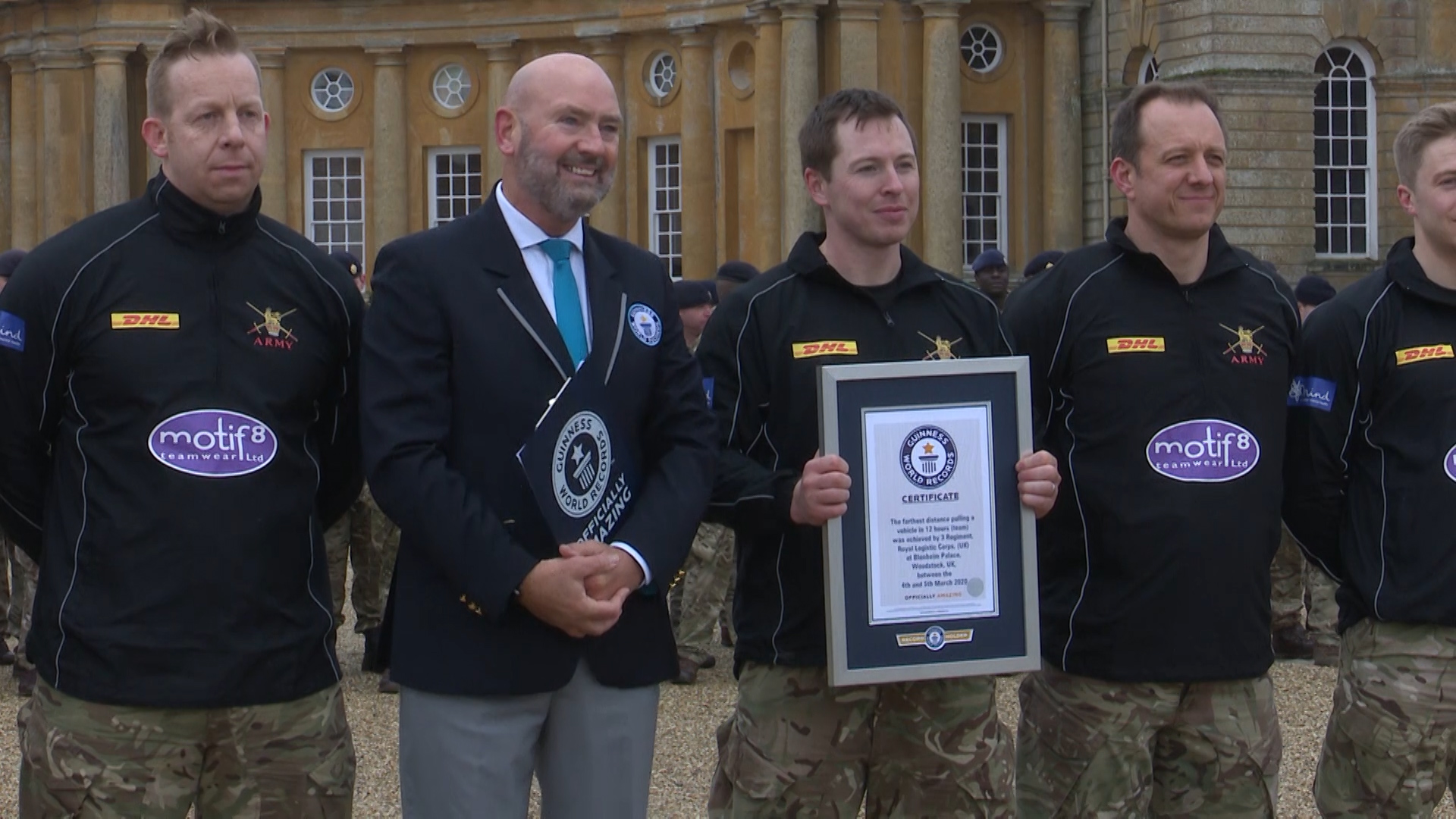 The soldiers are all smiles after being presented with their Guinness World Records certificate.  