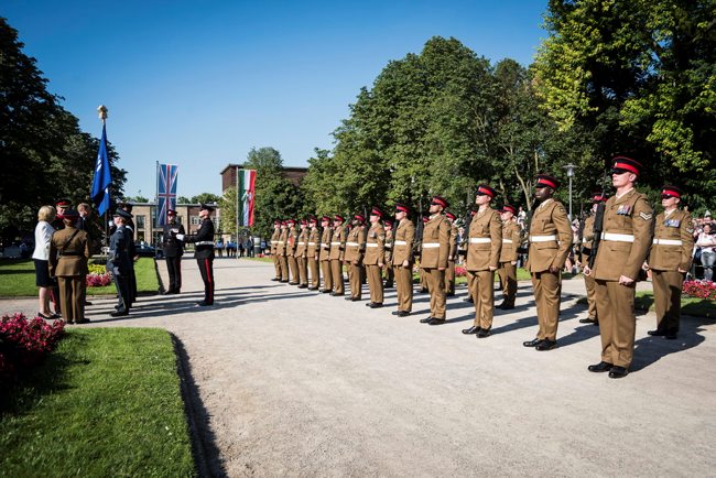 British Soldiers on Parade in front of Duke of Cambridge in Dusseldorf