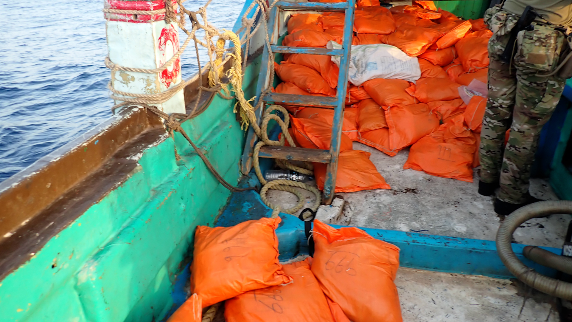 Some of the illegal narcotics busted by HMS Lanacaster in the Indian Ocean and Gulf (Picture: Royal Navy).