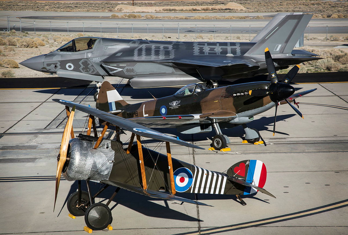 An F-35B Lightning, Spitfire and Sopwith Camel assembled in 2015 for the centenary of the formation of 17 Squadron (picture: MOD)