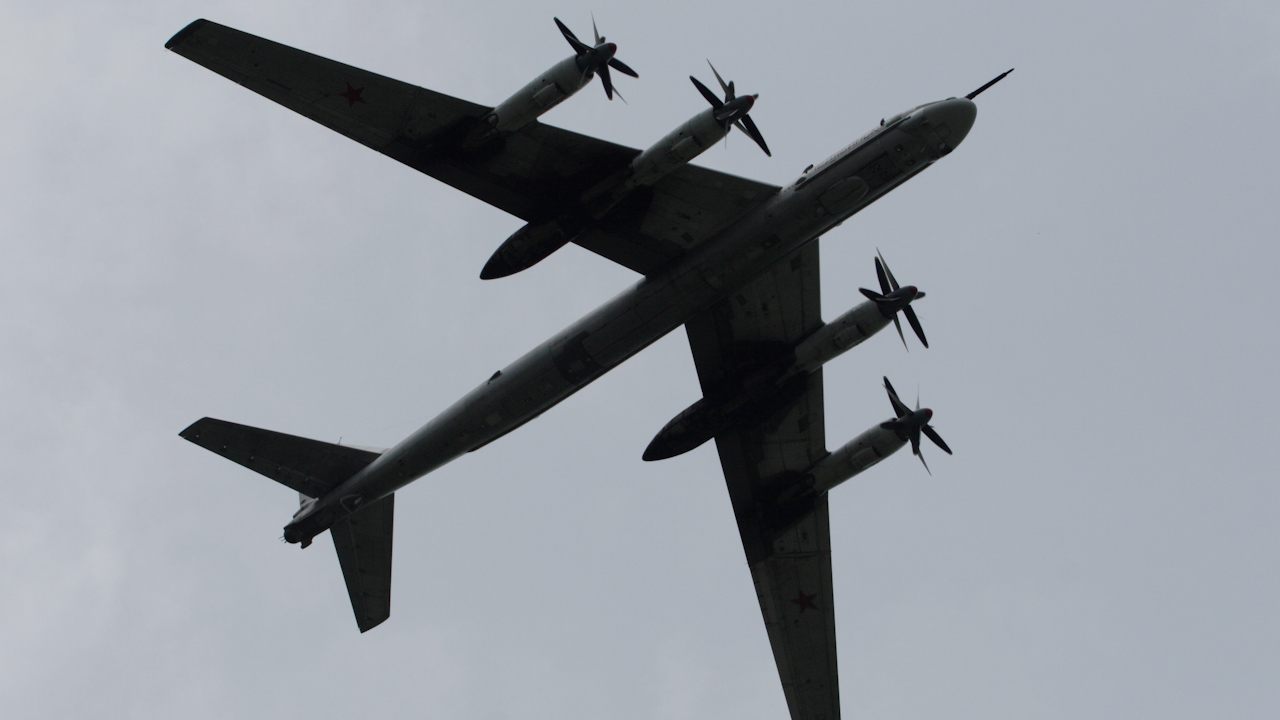 A Russian Tupolev Tu-95 Bear aircraft was monitored by two Typhoon fighters when it ventured close to UK air space (Picture: Alamy)