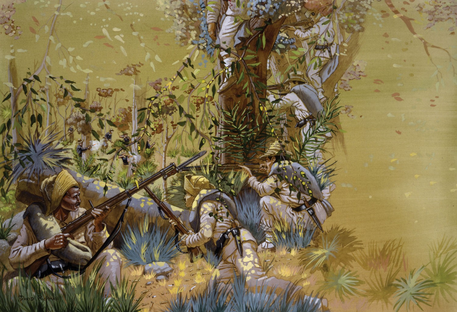 Spanish snipers wait in the jungle (image by David Rickman from San Juan Hill 1898)