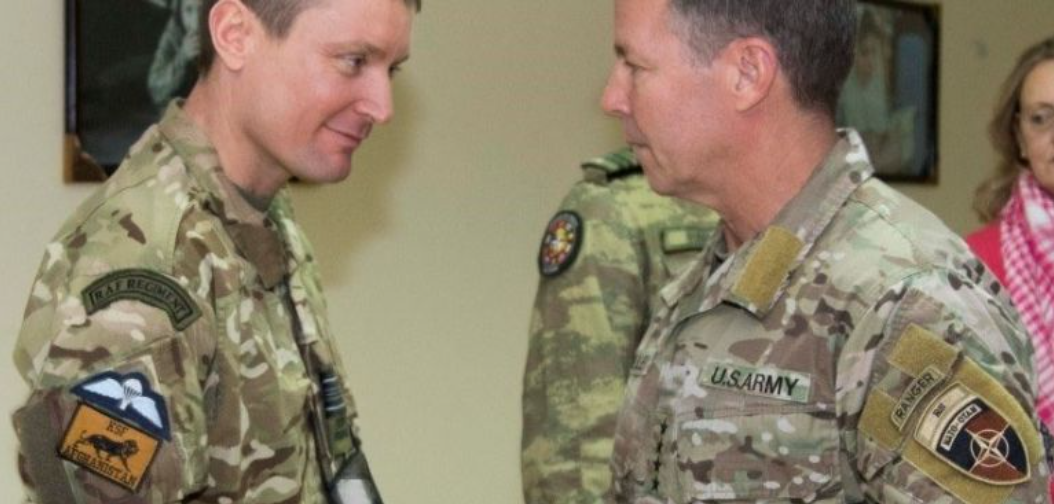 Squadron Leader Craig Pearson RAF was recognised by General Austin Scott Miller following attack on Camp Anjuman Kabul 170119 Credit ROYAL AIR FORCE
