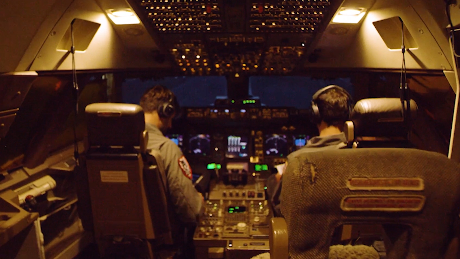Squadron Leader Matthew 'Stanny' Stannard inside cockpit of modified Boeing 747 Cosmic Girl (Picture: Virgin Orbit).