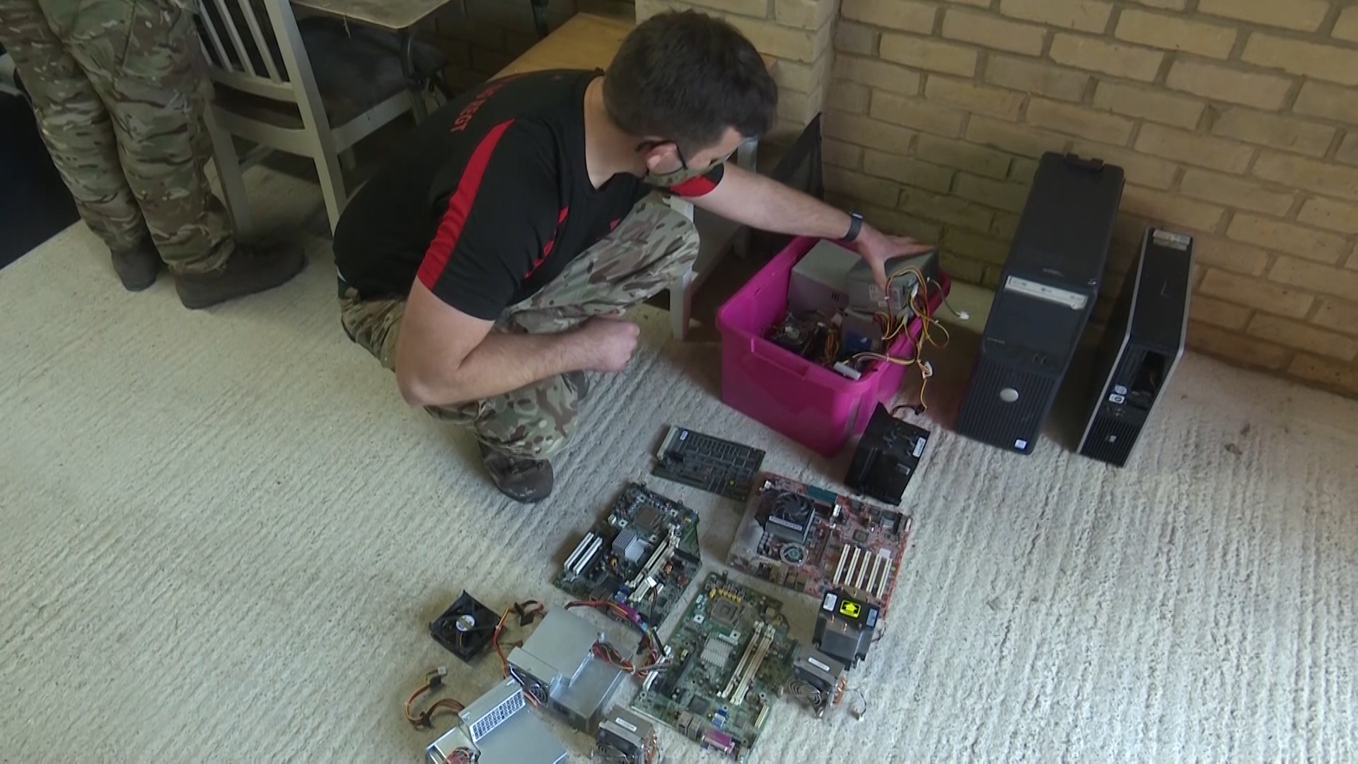 Other soldiers are also helping out with the project. 