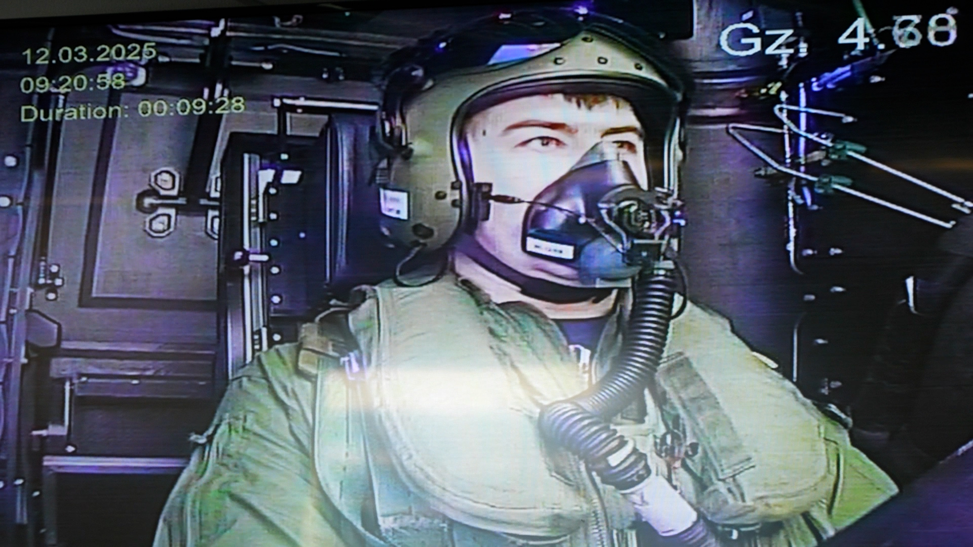 RAF pilot learns pressure breathing CREDIT BFBS