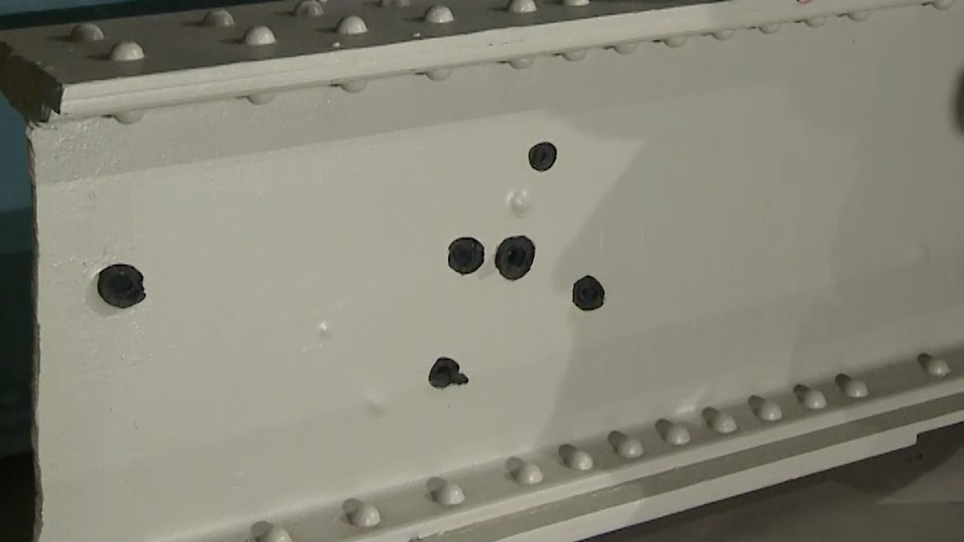 Steel from Vickers factory with holes from German bomb shrapnel during the raid in 1940.