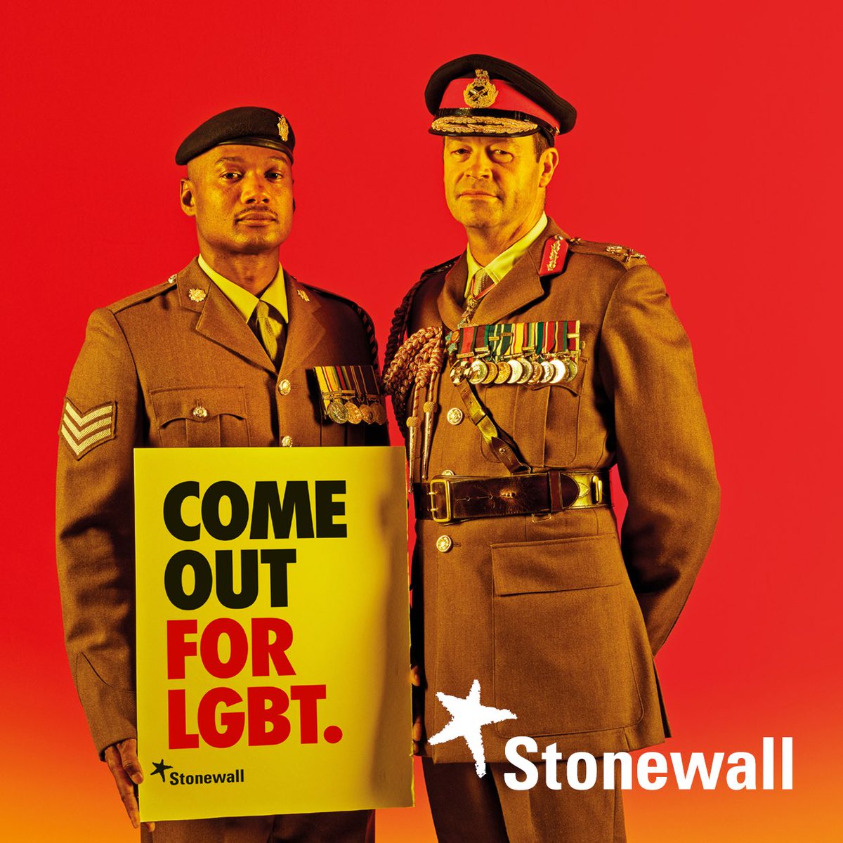 Brand new research from LGBT charity Stonewall has revealed that, within the last five years, hate crime against the LGBT community has risen by 78%.  And now, the British Army have pledged its support for that community by becoming involved in the Stonewall “Come Out for LGBT” campaign.  The Army’s LGBT Champion, Lieutenant General Patrick Sanders CBE DSO features in the new campaign, wearing his Army uniform alongside a slogan reading “Come Out For LGBT”.  