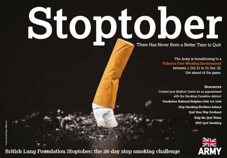 Stoptober smoking cessation poster 011021 CREDIT British Army