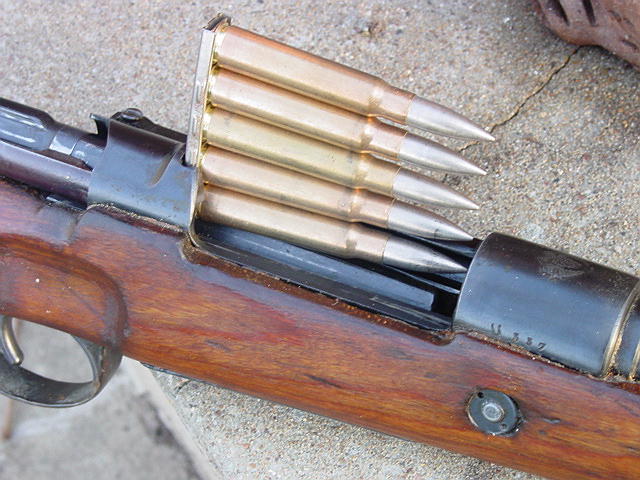 A stripper clip shown in a German K98k Karabiner (image: Michael E Cumpston)