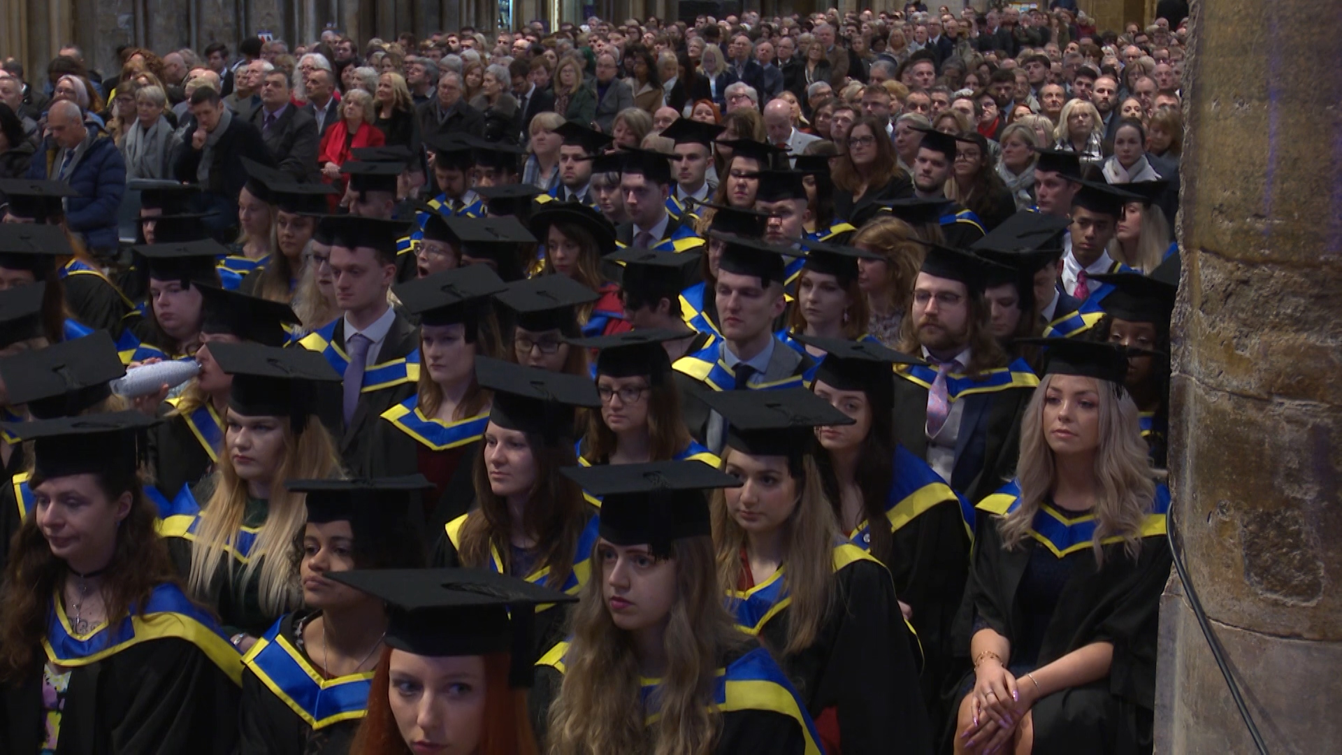 Students attending graduation ceremony at Lincoln Cathedral 230120 CREDIT BFBS.jpg