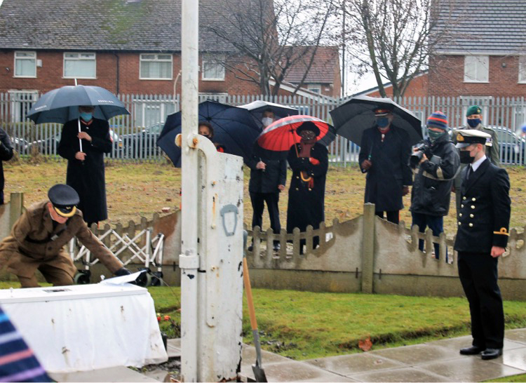 The casket containing the ashes of the 119 veterans was buried at Speke's All Saints Church (Picture: Royal Navy).