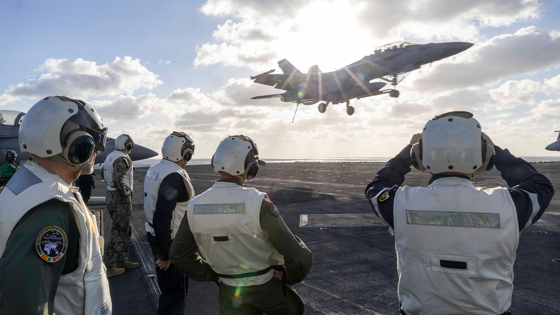 A Super Hornet comes in to land on a carrier, but unfortunately that was not the case for the crew in question (Picture: US Department of Defence)